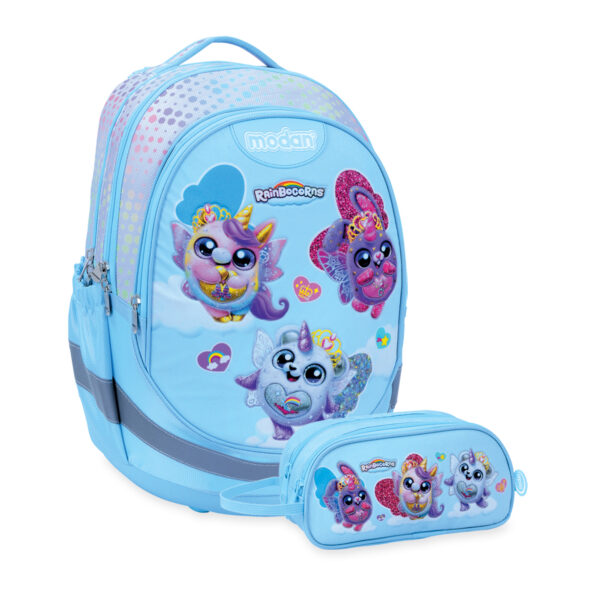 תיק אורטופדי וקלמר ריינבוקורן רקע סגול 3 דמויות