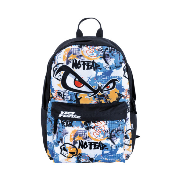 תיק ראלי NO FEAR  עיניים הדפס כחול לבן חרדל