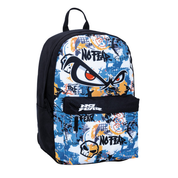 תיק ראלי NO FEAR  עיניים הדפס כחול לבן חרדל